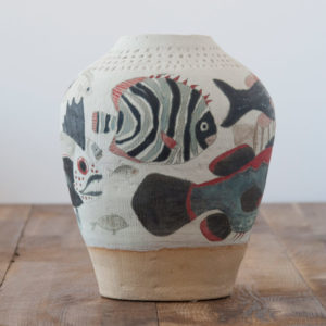 Handmade and hand painted decorative vase