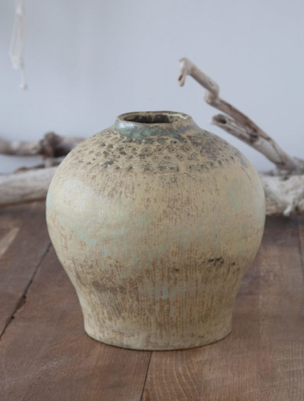 Handmade ceramic vase green color