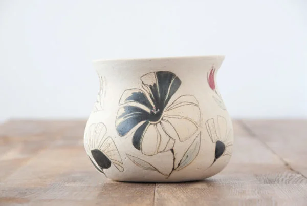 Handmade and hand-painted ceramic vase