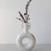 Enameled terracotta bottle with dried flowers